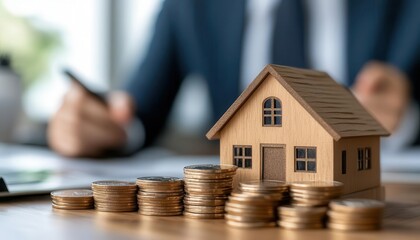 A real estate agent discussing property investment with clients in an office, Real Estate, Professional and engaging