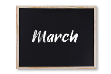 Obraz premium March word in chalk on chalkboard