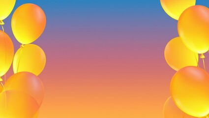 Celebration Background with Yellow Balloons: Festive Party Design with Gradient Sky - Birthday, Anniversary, Event Illustration for Graphic Design