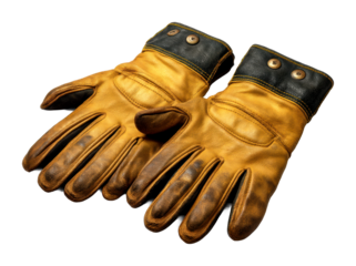 Protective leather work gloves for construction projects workshop high-quality gear isolated on transparent background