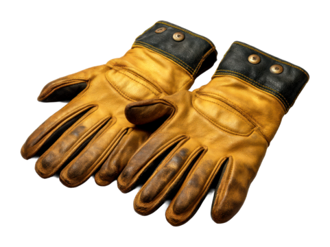Protective leather work gloves for construction projects workshop high-quality gear isolated on transparent background
