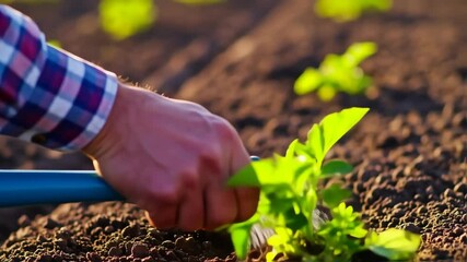 Hand watering plants world environment day concept