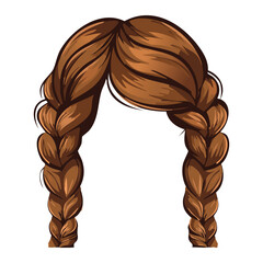 Back View Brown Double Braids Hairstyle
