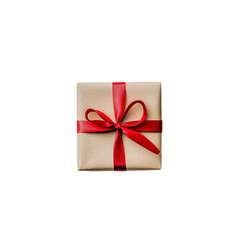 A square gift box tied with a red ribbon a present for a special occasion