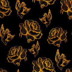 Seamless vintage-style patterns featuring mystical hand-drawn elements such as celestial bodies, flowers, mythical creatures, and sacred symbols. Perfect for textiles, packaging, branding, and spiritu