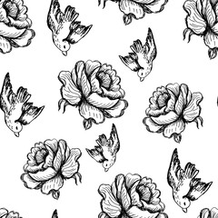 Seamless vintage-style patterns featuring mystical hand-drawn elements such as celestial bodies, flowers, mythical creatures, and sacred symbols. Perfect for textiles, packaging, branding, and spiritu