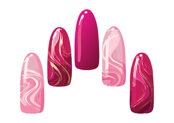 Collection of Pink Gold Swirl Nails