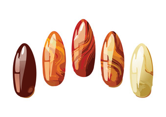 Collection of Orange Brown Swirl Nails