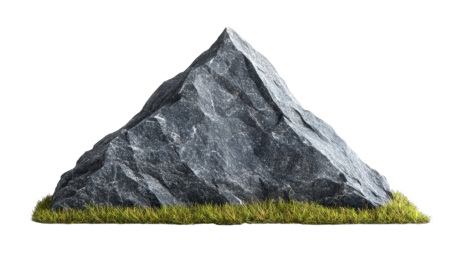 Rocky mountain formation natural landscape 3d rendering grass environment isolated on transparent background