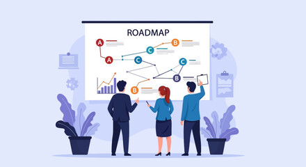Strategic Planning Team Collaboration on Project Roadmap