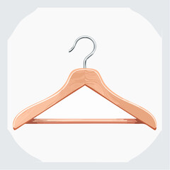 A wooden clothes hanger with a metal hook, presented against a white background.