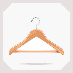 A light beige wooden child's coat hanger, angled, with a metal hook.