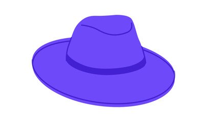 Gambler Hat with band. Head Fashion accessory cap with wide brim clothing technical illustration. Vector headgear for Men, women, unisex style, flat template CAD mockup sketch outline isolated