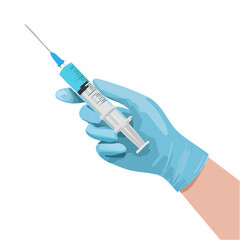 Medical Professional's Hand in Glove Holding Syringe with Medication