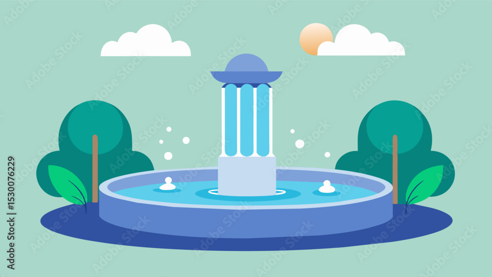 Poster a water feature with gentle fountains and flowing streams providing a calming and visual experience 
