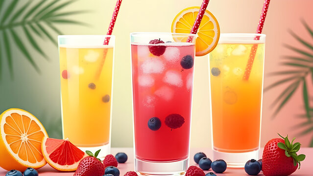 Vibrant Summer Party Beverages with Citrus and Berries for Refreshing Cocktail Design