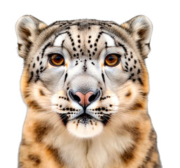 Obraz premium Snow leopard portrait wildlife habitat animal natural environment eye level isolated on transparent background