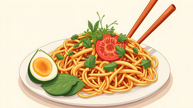 Hand drawn flat design Thai food illustration
