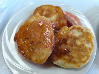 cheese pancakes a drizzle of honey