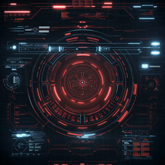 Technological Interface: A futuristic, high-tech user interface with intricate digital readouts glows with vibrant neon light, an immersive visual of the future. 