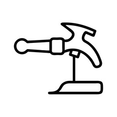 Illustration of a casting hammer tool on a stand  