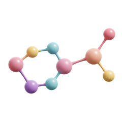 3D molecule or network connection icon with pastel spheres, great for science, data, structure, or connectivity themes
