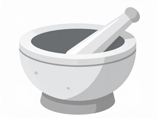 Simple Grey And White Mortar And Pestle Illustration