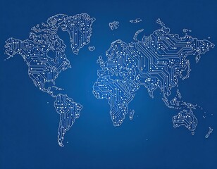 World Map Circuit Board Design