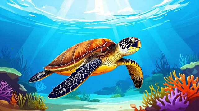 Sea Turtle Swimming in the Ocean