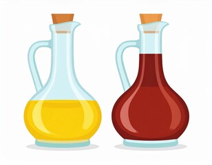Glass Bottles Of Oil And Vinegar