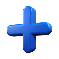 Obraz premium 3d blue plus sign isolated on white background