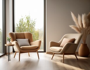 cozy modern chair in a stylish minimalistic living room