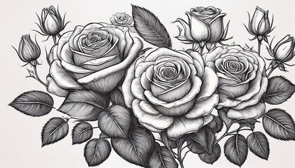 elegant hand drawn sketches of roses capturing the beauty of nature in detailed line art