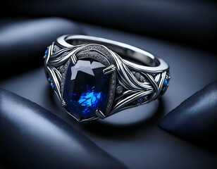 indigo gemstone ring silver band black velvet gemstone ring gemstone silver