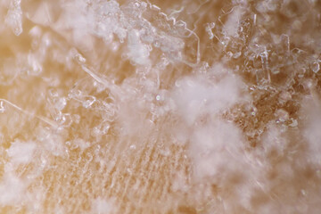 Macro pattern of ice crystal form on top layer of frozen food