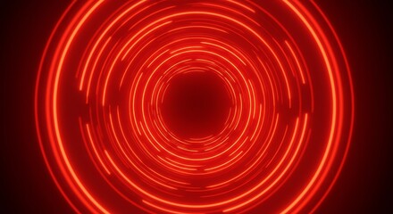 Abstract Red Glowing Circles Tunnel Background Light Pattern Illustration