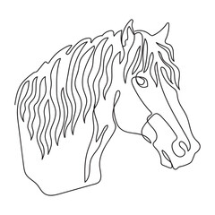 Horse head in profile in one continuous line drawing vector