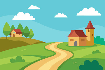 Fototapeta premium vector illustration of a village