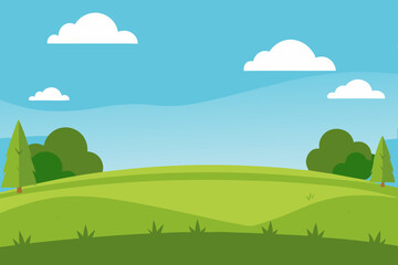 Vast Grassy Plain Animation Video Background with Distant Horizon Vector