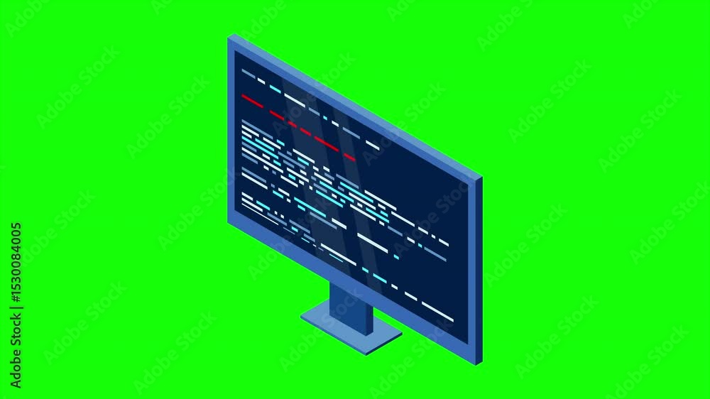 Aufkleber isometric monitor animation. computer monitor isometric desktop. modern monitor. 4k video animated i