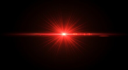 Abstract Red Light Burst Effect on Black Background Illustration