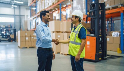 Handshake Between Manager and Driver in Shipping Area
