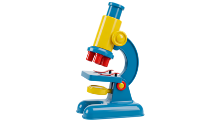 Colorful plastic toy microscope isolated on white background