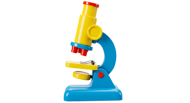 Colorful plastic toy microscope isolated on white background