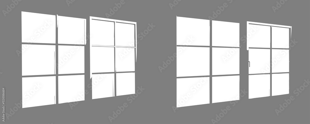 Poster a set of modern grid style window shadows isolated on a transparent or white background