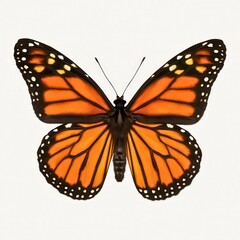 Fototapeta premium Realistic Monarch Butterfly with Open Wings on White Background