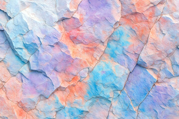 Fototapeta premium Chiseled rock textured background in pastel pink, orange and blue colors