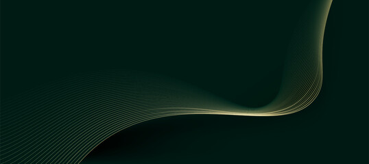 Abstract gold wave line on green background © Aneg