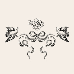 Vintage-style mystical composition with hand-drawn celestial style. 
