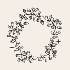 Vintage-style mystical composition with hand-drawn celestial style. 